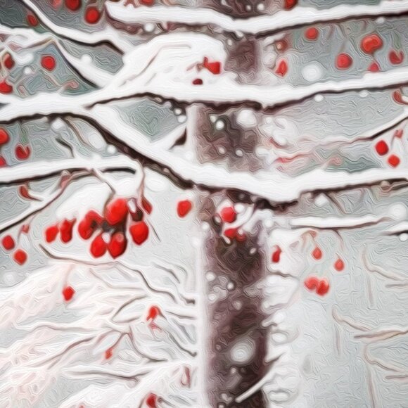 Fox Winter Landscape Snow Covered Trees‎ Watercolor Oil Painting Art Print - Picture 10 of 10